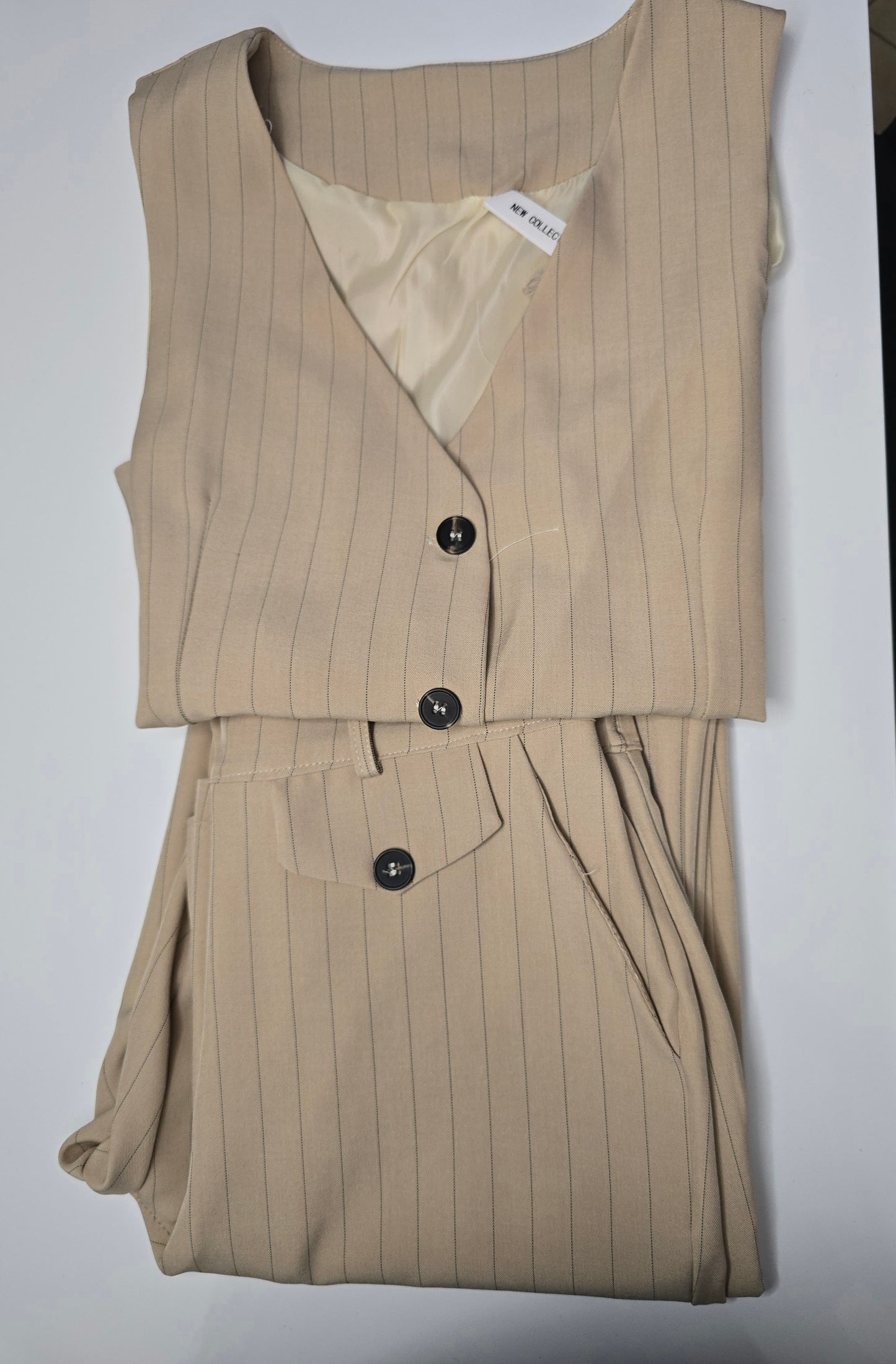 coordinato a righe pantalone e gilet