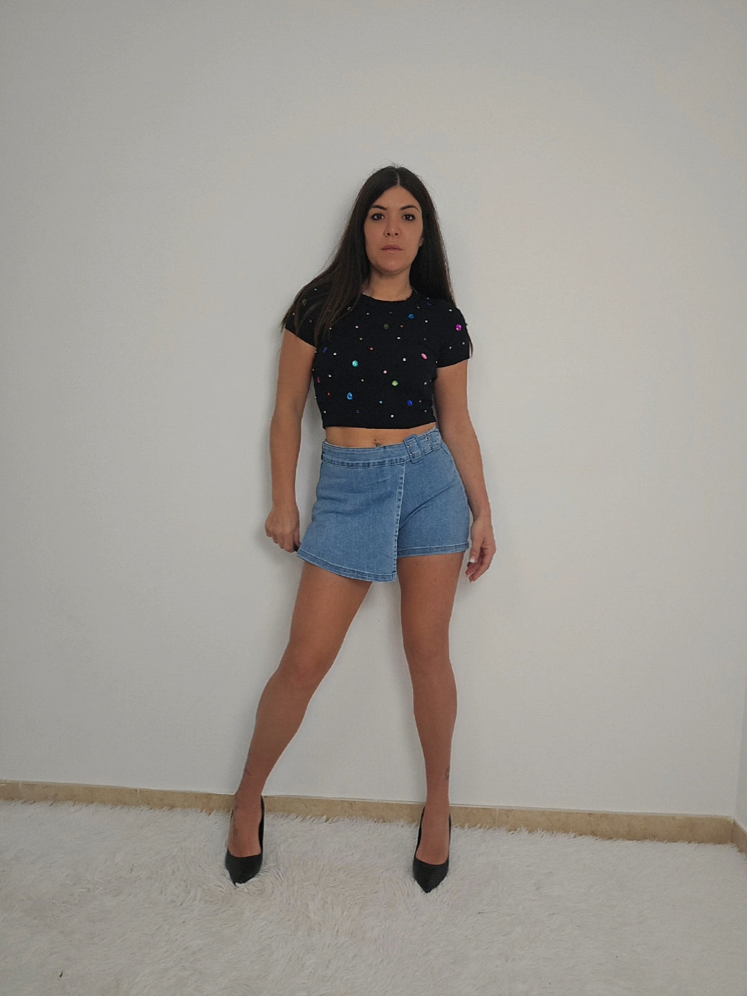 Pantaloncino-gonna jeans