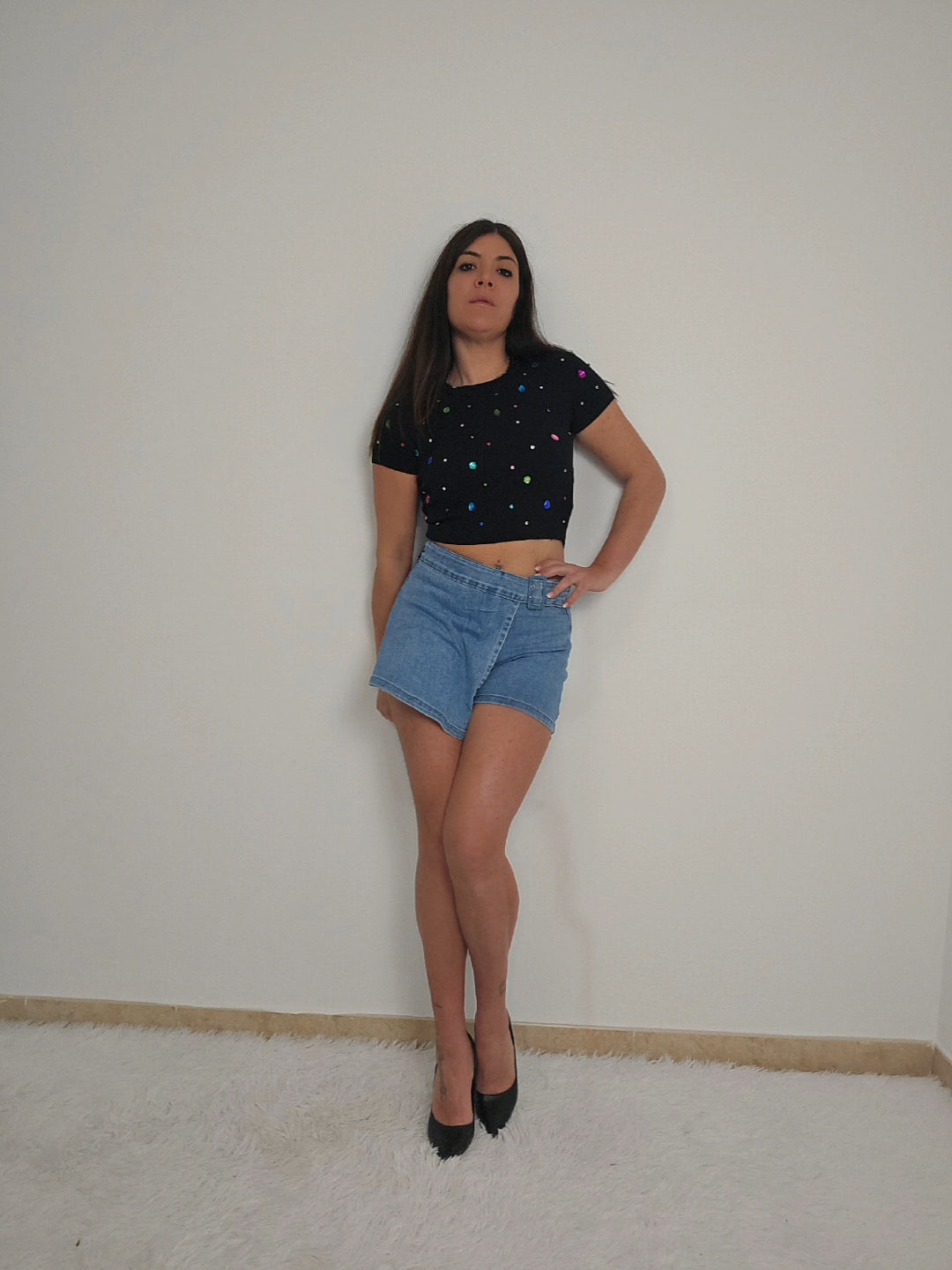 Pantaloncino-gonna jeans