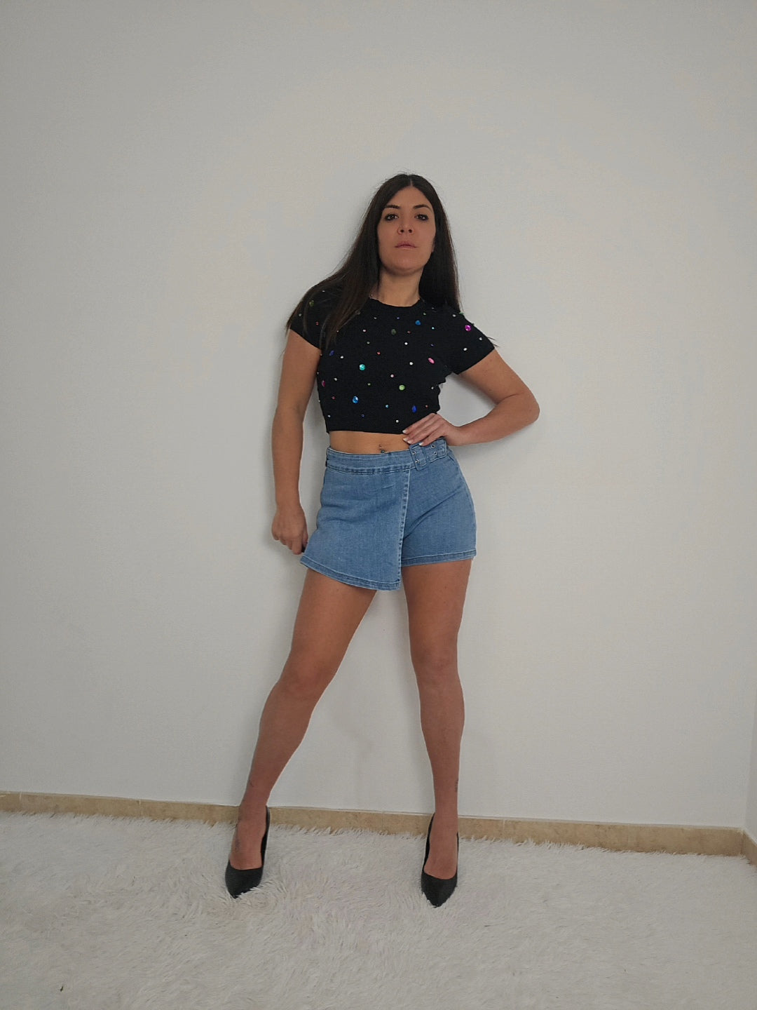 Pantaloncino-gonna jeans