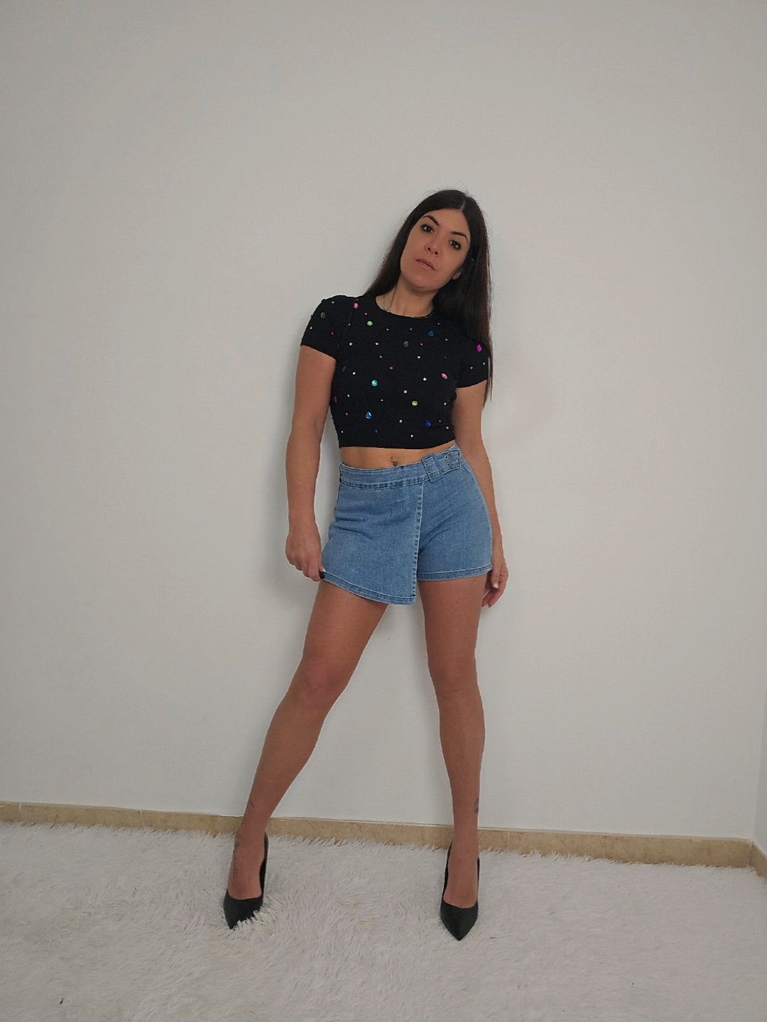 Pantaloncino-gonna jeans