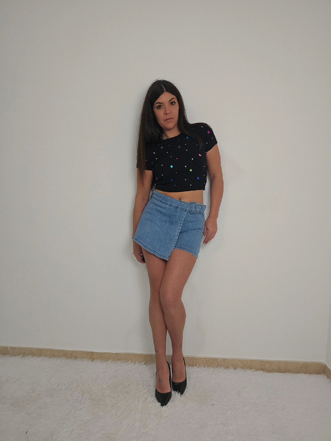 Pantaloncino-gonna jeans