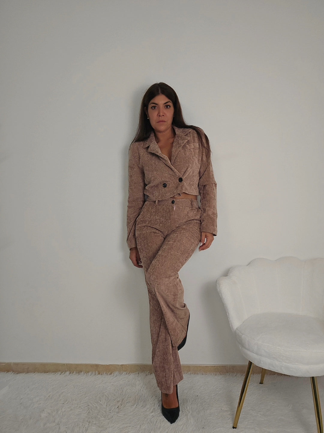 coordinato rosa cipria velluto