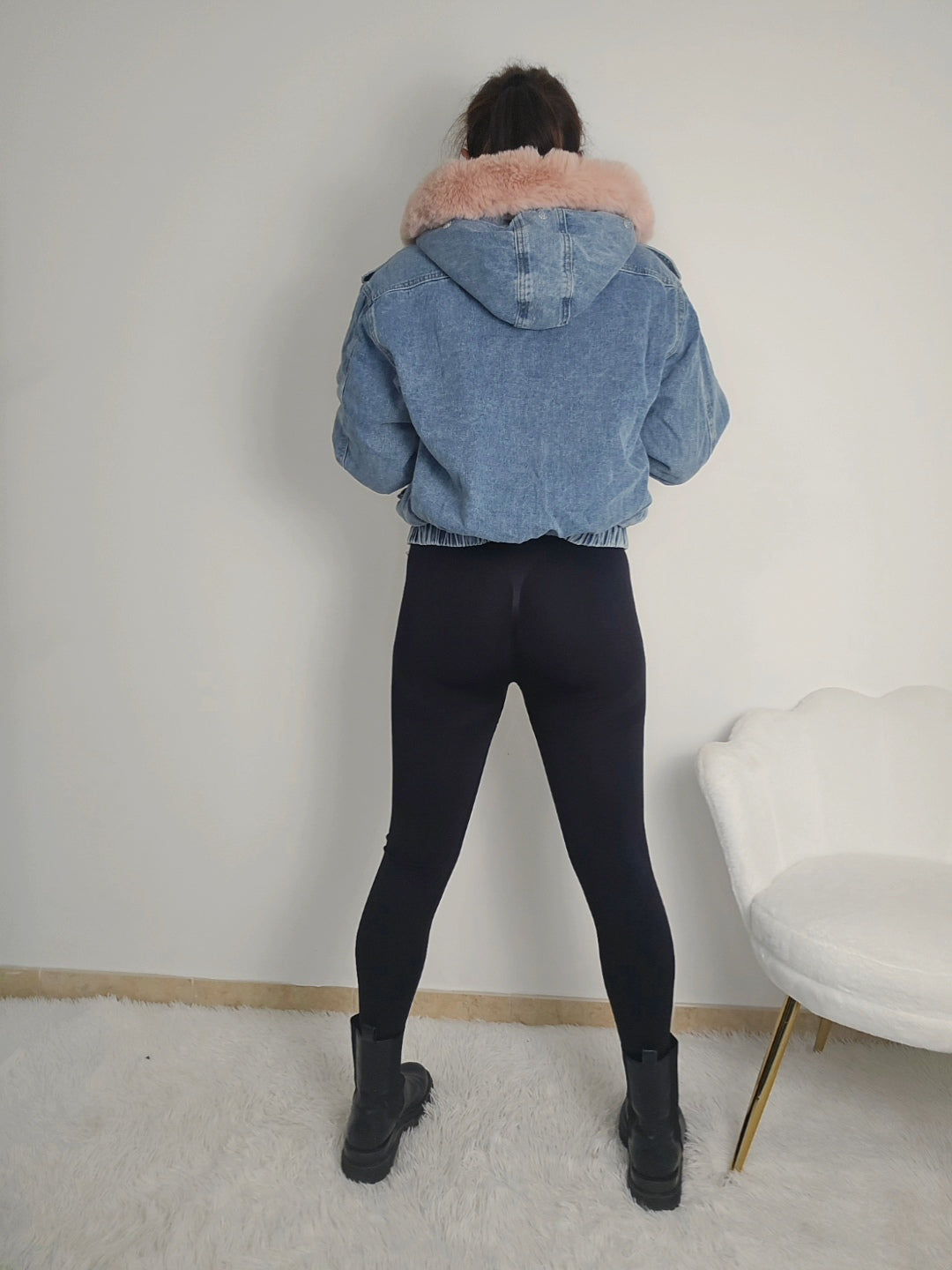 Giubbetto jeans con pelliccia