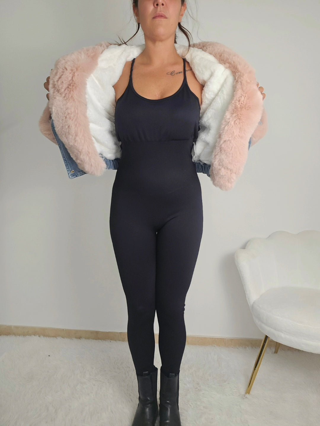 Giubbetto jeans con pelliccia