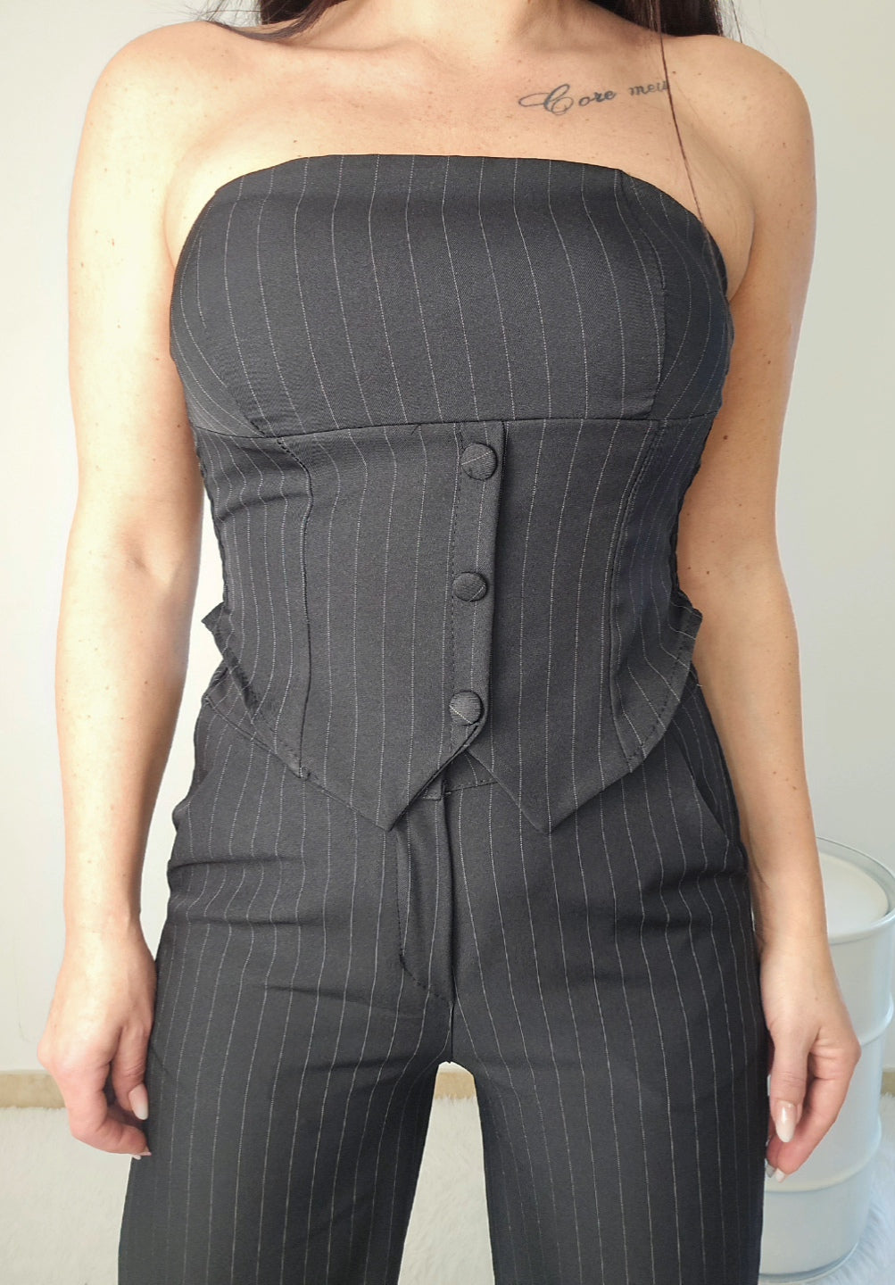 Coordinato top e pantalone gessato