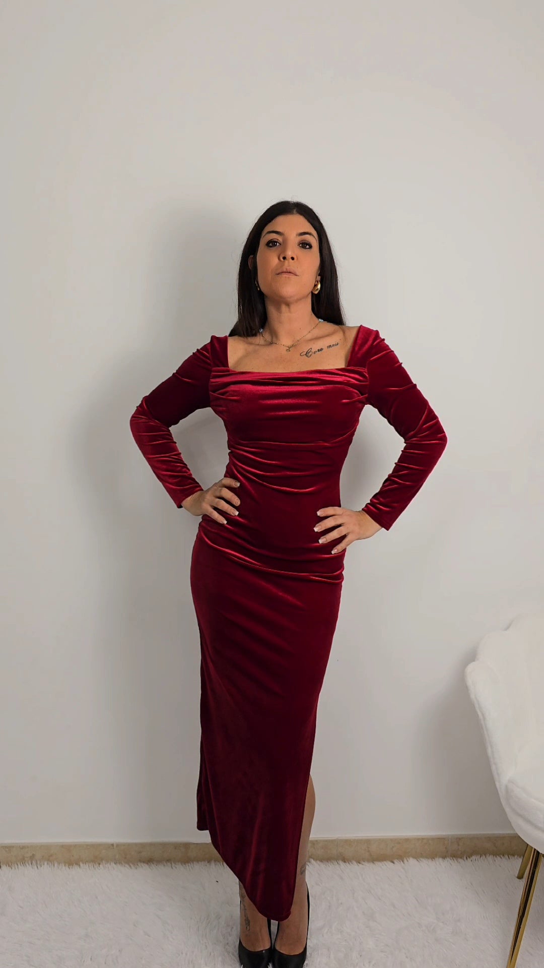 Vestito velluto bordeaux