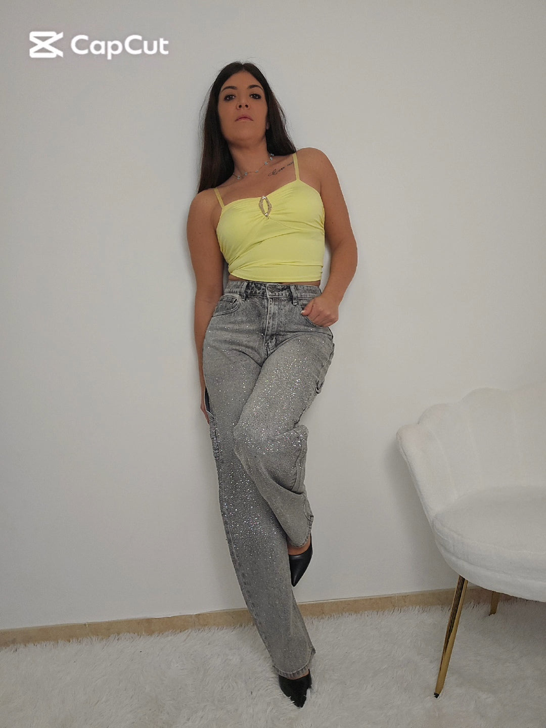 Jeans baggy brillantini