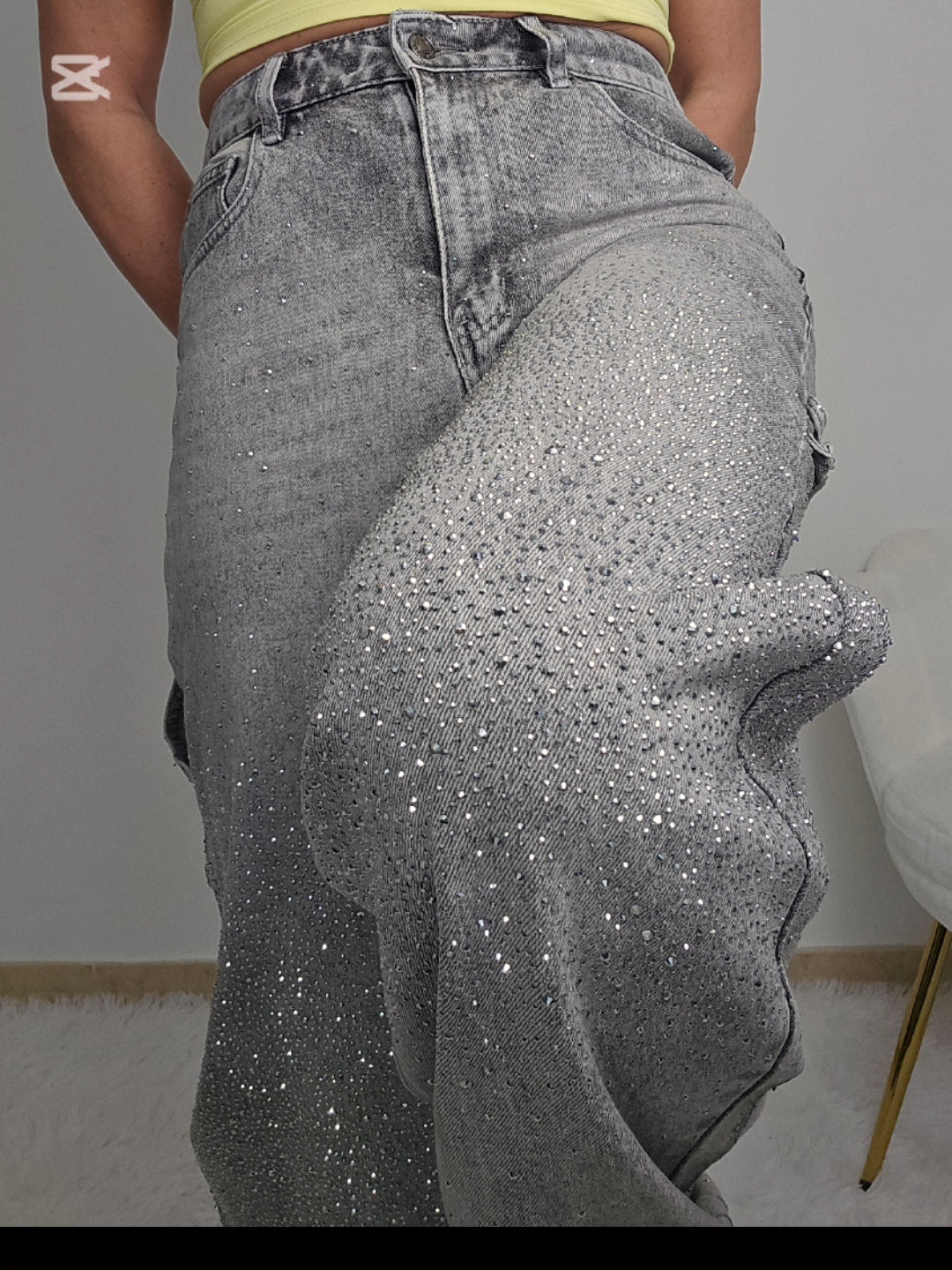 Jeans baggy brillantini