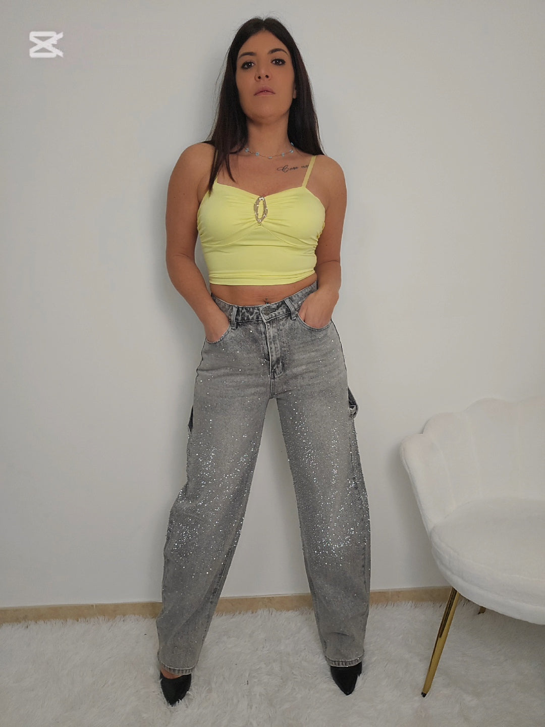 Jeans baggy brillantini