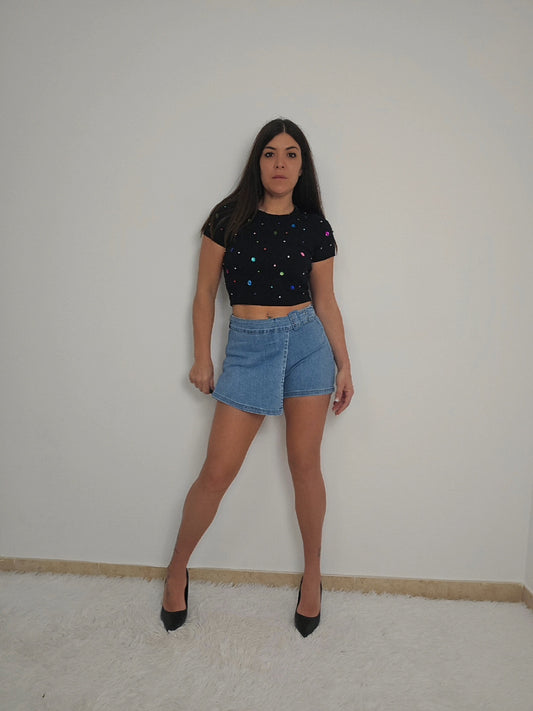 Pantaloncino-gonna jeans