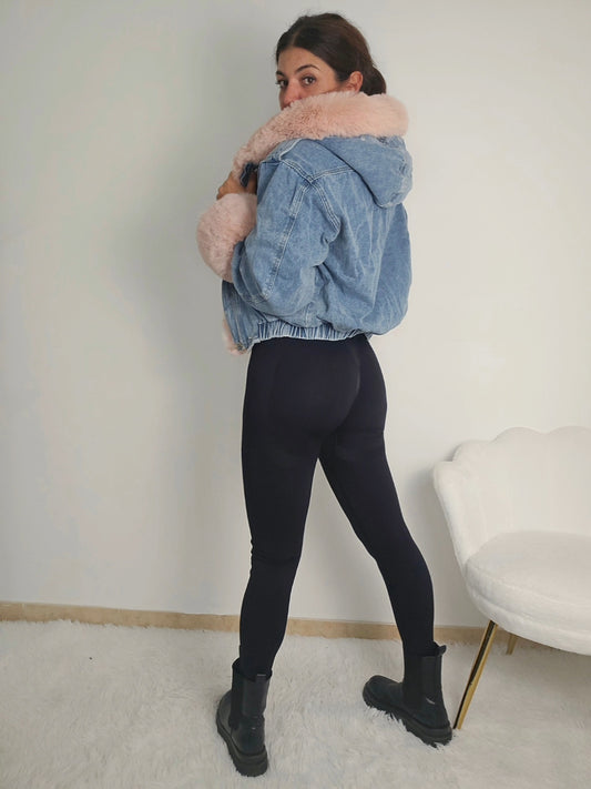 Giubbetto jeans con pelliccia