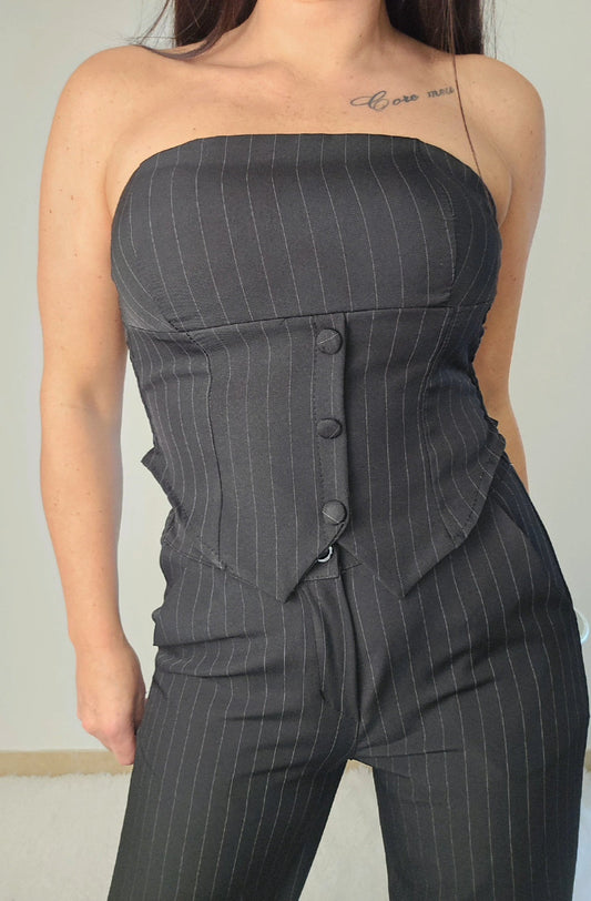 Coordinato top e pantalone gessato